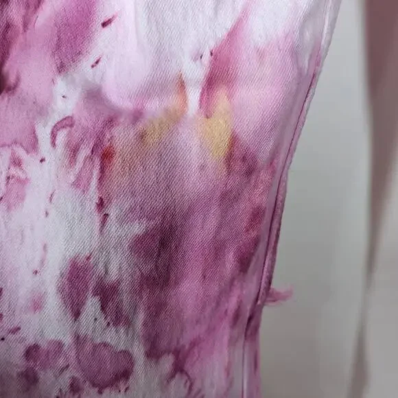Abercrombie Ultra High Rise Ankle Straight Distressed Tie Dye Jeans Size 27 Pink - Picture 5 of 8